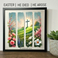Grey Illustrative Easter Wall Art Instagram Post template