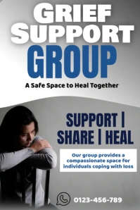 Grey Illustrative Grief Support Group Poster template