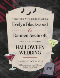 Grey Halloween Wedding Pamflet Template - Page 1