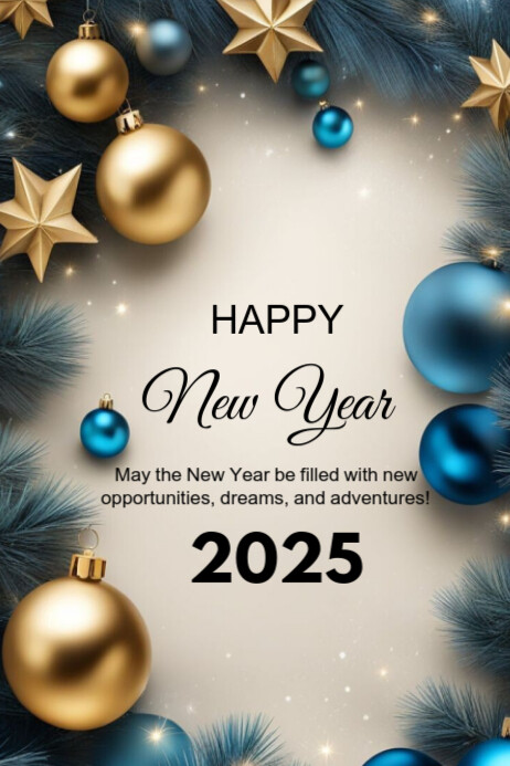 Copy of Grey Illustrative Happy New Year Poster | PosterMyWall