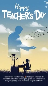 Grey Illustrative Happy Teachers Day Instagram Story template