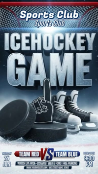 Grey Illustrative Ice Hockey Watch Party Instagram Story template