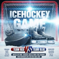 Grey Illustrative Ice Hockey Watch Party Instagram Post template