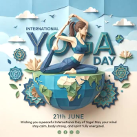 Grey Illustrative International Day of Yoga Square Video Kvadrat (1:1) template