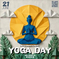 Grey Illustrative International Yoga Day Square Video 方形(1:1) template