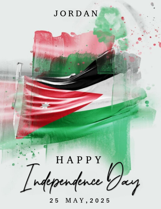 Grey Illustrative Jordan Independence Day Flyer 2025 template