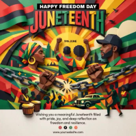 Grey Illustrative Juneteenth Celebration Square Video template