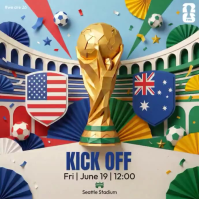 Grey Illustrative Soccer Match Announcement Instagram Post Video Instagram-Beitrag template