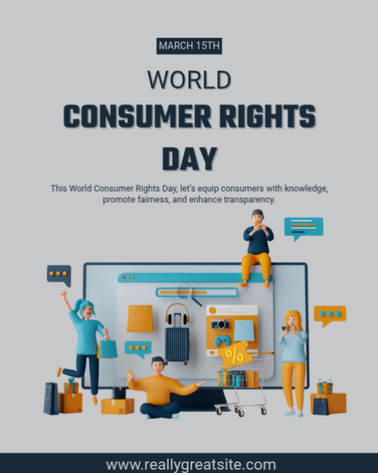 Grey Illustrative World Consumer Rights Day Instagram Portrait 2026 ...