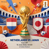 Grey Illustrative World Cup Match Announcement Instagram Post Instagram-bericht template
