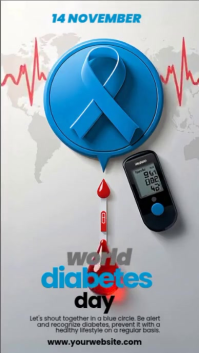 Grey World Diabetes Day Digitalt display Template