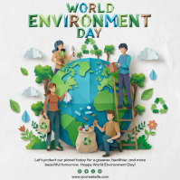 Grey Illustrative World Environment Day Square Video Persegi (1:1) template
