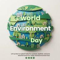 Grey Illustrative World Environment Day Square Video Persegi (1:1) template