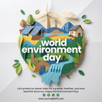 Grey Illustrative World Environment Day Square Video Vierkant (1:1) template