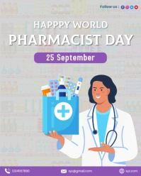 Grey Illustrative World Pharmacist Day Instagram Portrait template