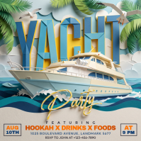Grey Illustrative Yacht Party Instagram Post template