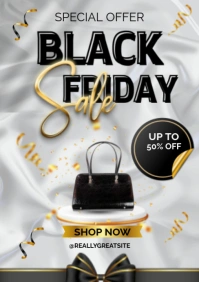 Grey Ilustratif Black Friday Sale A5 template