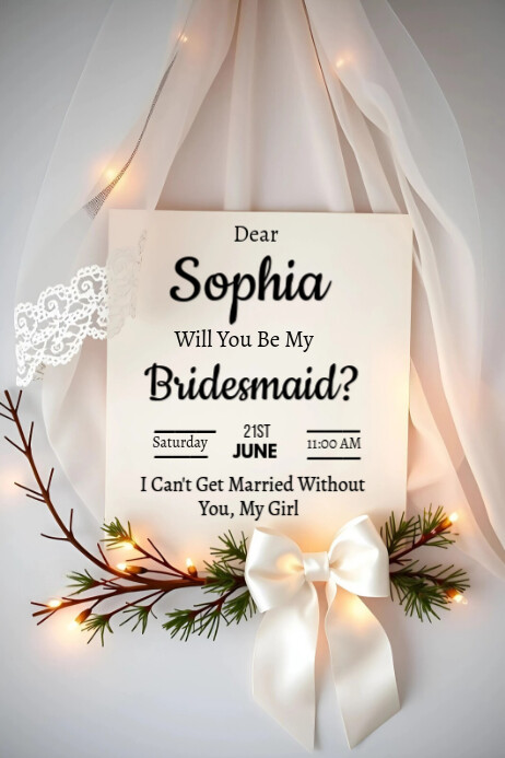 Grey ivory Pastel Bridesmaid Proposal Template  Poster