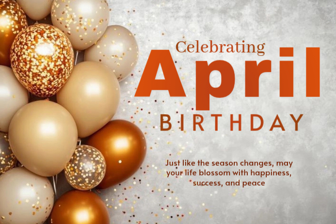 Grey Joyful April Birthday Celebration Label Template | PosterMyWall