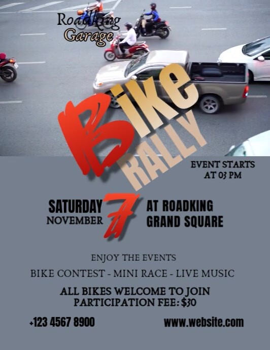 Grey Joyful Bike Rally Flyer (us Letter) template