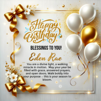 Grey Joyful Birthday Blessings Design Square (1:1) template