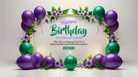 Grey Joyful Birthday Celebration Digital Display งานแสดงผลงานแบบดิจิทัล (16:9) template