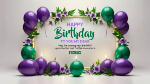 Grey Joyful Birthday Celebration Digital Display Digitalanzeige (16:9) template