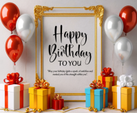 Grey Joyful Birthday Celebration Medium Rectangle Rettangolo medio template