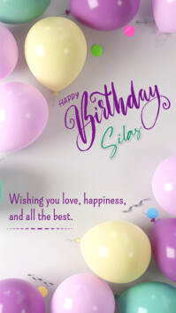 Grey Joyful Birthday  Instagram Story template
