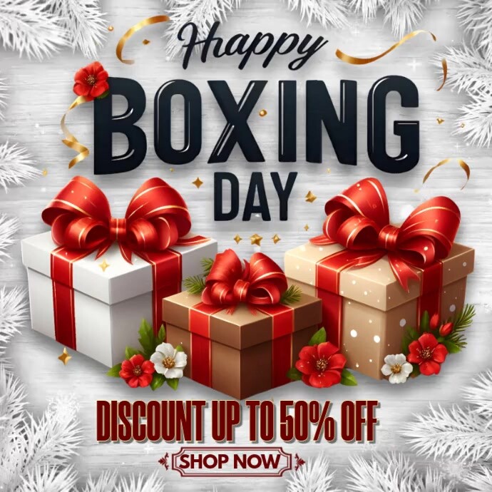 Grey Joyful Boxing Day Square (1:1) template
