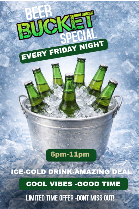 Bucket Nite Beer Bucket Special Posters Template | PosterMyWall