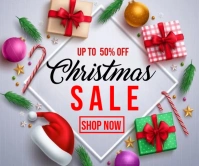 Grey Joyful Christmas Sales Flyer  Large Rectangle template