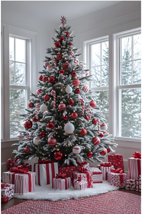 Grey Joyful Christmas Tree Pinterest Graphic template