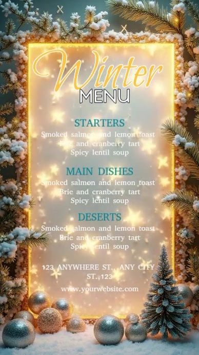 Grey Joyful Christmas Winter Food Menu Instagram Story Template ...