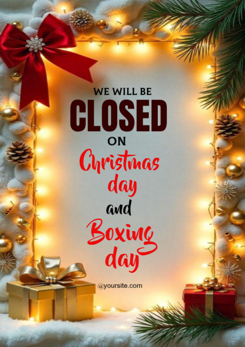 Grey Joyful Closed On Christmas  A4 template