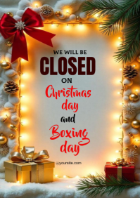 Grey Joyful Closed On Christmas  A4 template