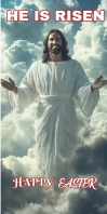 Grey Joyful Cloudy White And Red He Is Risen Happy Easter Design Template  Roll Up Banner 3' × 6'
