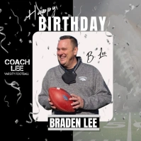 Grey Joyful Coach Birthday Template Instagram Post
