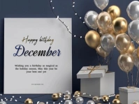 Grey Joyful December Birthday Yard Sign template
