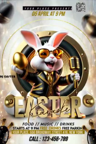 Grey Joyful Easter Karaoke Event Banner 4' × 6' Video template