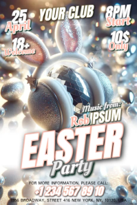 Grey Joyful Easter Party Banner 4' × 6' Video template