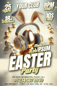 Grey Joyful Easter Party Banner 4' × 6' Video template