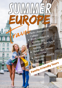 Grey Joyful European Summer Travel A2 template