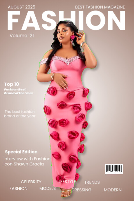 Grey Joyful Fashion Magazine Cover  Poster Cartaz template