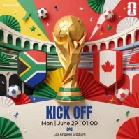 Grey Joyful FIFA World Cup Kickoff Instagram Post Video template