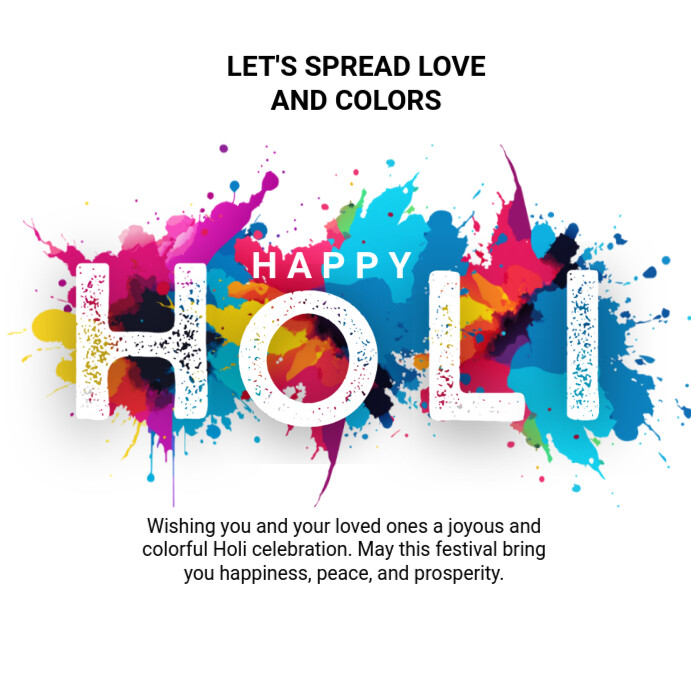 Grey Joyful H A P P Y  Holi Instagram Post template