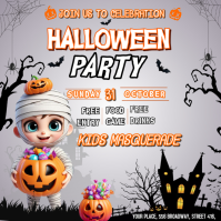 Abu-abu Halloween Party Instagram Post Template