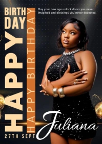 Grey Joyful Happy Birthday A4 template