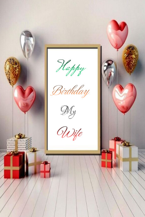 Grey Joyful Happy Birthday My Wife  Poster template