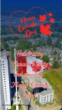 Grey Joyful Happy Canada Day  Digital Display Affichage numérique (9:16) template